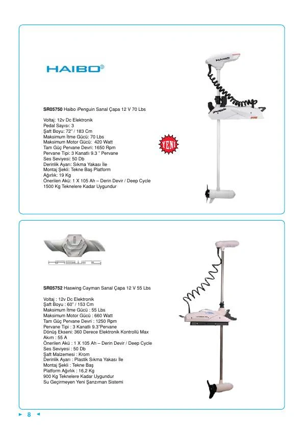 HAIBO İPENGUIN SANAL ÇAPA 12 V 70 Lbs 72"