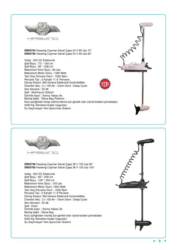 HASWING CAYMAN SANAL ÇAPA 36 V 120 Lbs 100"