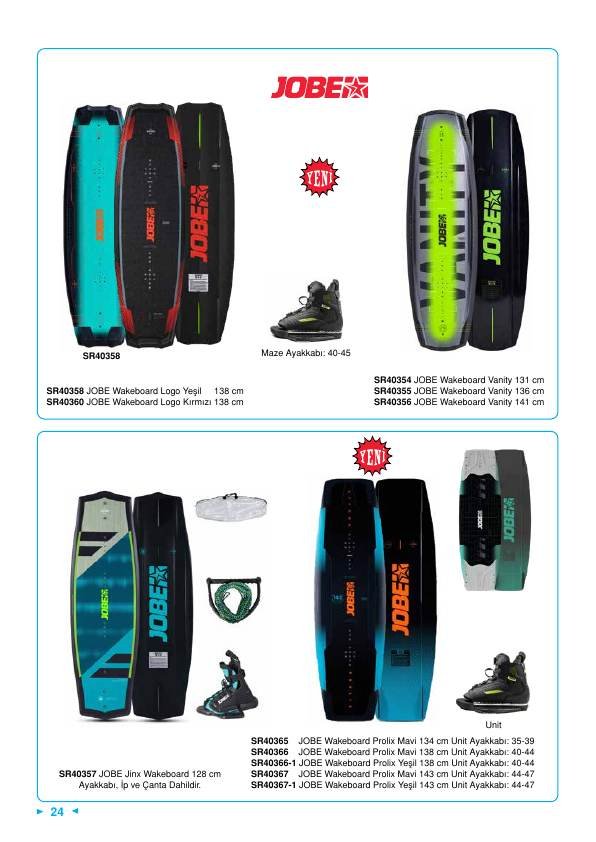 JOBE WAKEBOARD PROLIX MAVİ 138 CM UNIT AYAK:40-44