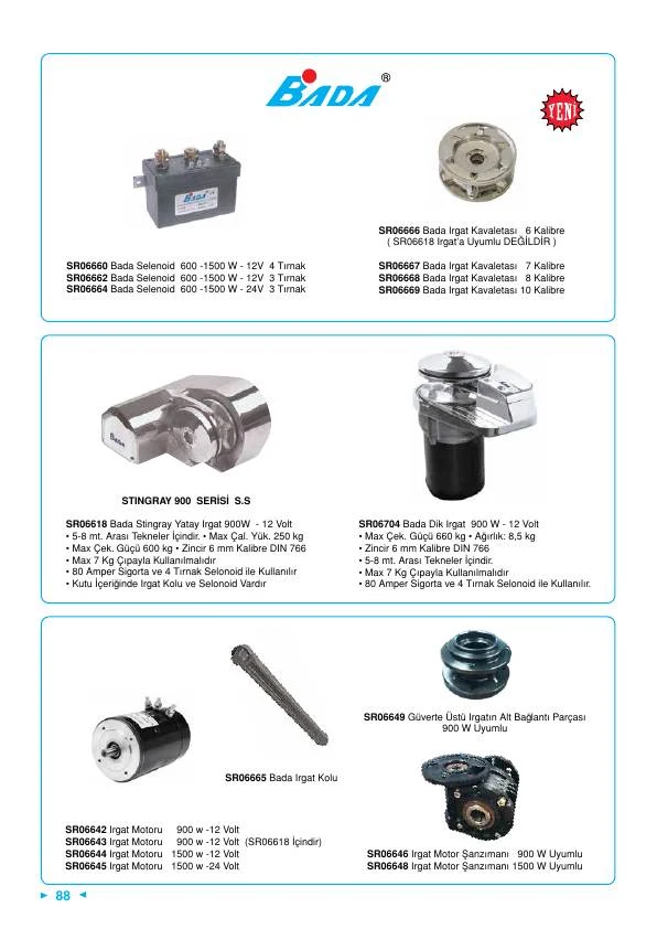 BADA STINGRAY YATAY IRGAT 900 W-12 V 6 MM ZİNCİR
