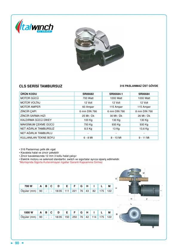 ITALWINCH CLS ZİNCİR IRGATI 700 W-12 V 06 MM ZİNCİR