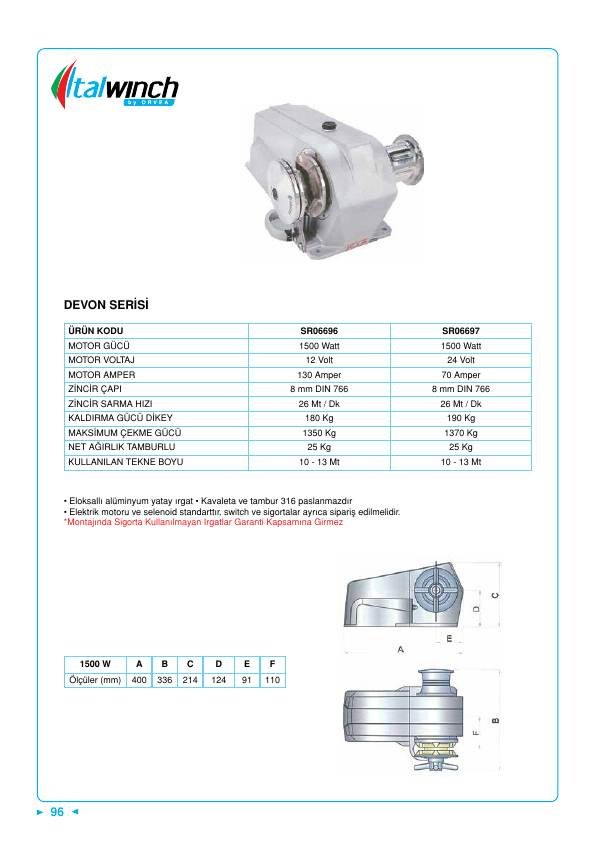 ITALWINCH DEVON ZİNCİR IRGATI 1500 W - 12 V 08 MM ZİNCİR