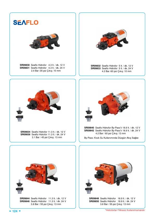 SEAFLO HİDROFOR 4.3 LT/DK 12 V 35 PSİ