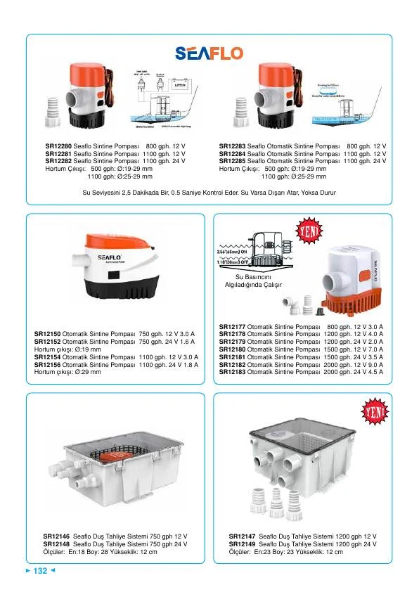 SEAFLO OTOMATİK SİNTİNE POMPASI 750 GPH 12 V