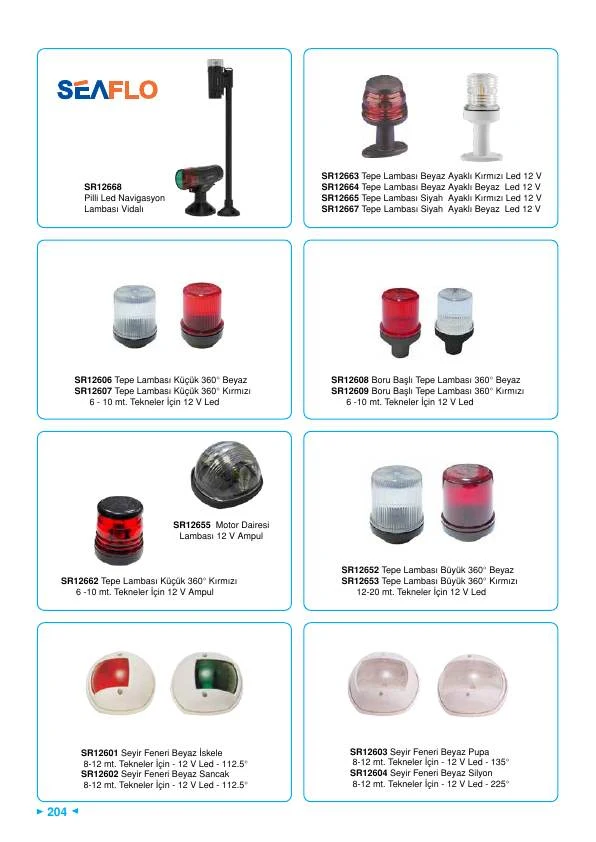 SEYİR FENERİ BEYAZ İSKELE LED 12 V
