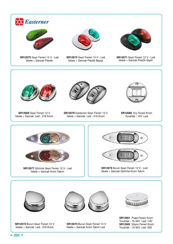 Gömme Seyir Feneri Krom 316 12 V LED