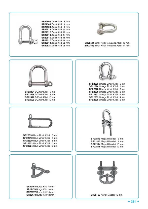 Standart Zincir Kilidi Krom 22 MM