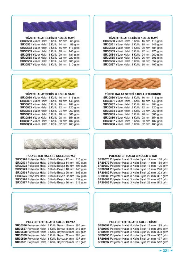 Yüzer Halat 8 Kollu Turuncu 20 MM